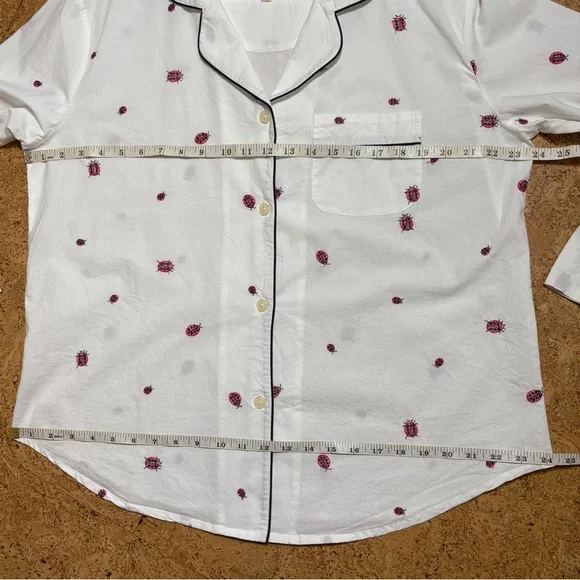 Printfresh + Anthropologie Organic Cotton Embroidery Ladybug Long PJ Set Sz M - Picture 13 of 15